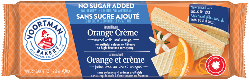 No Sugar Added Orange Crème Wafers package