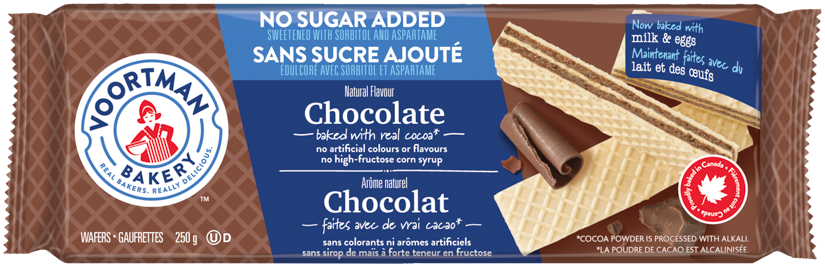 No Sugar Added Chocolate Wafers package