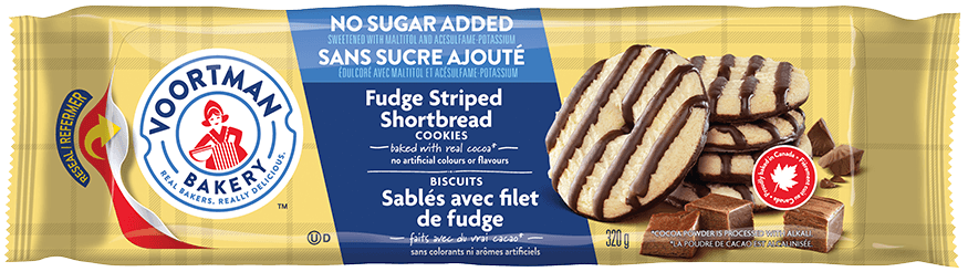 No Sugar Added Fudge Striped Shortbread package